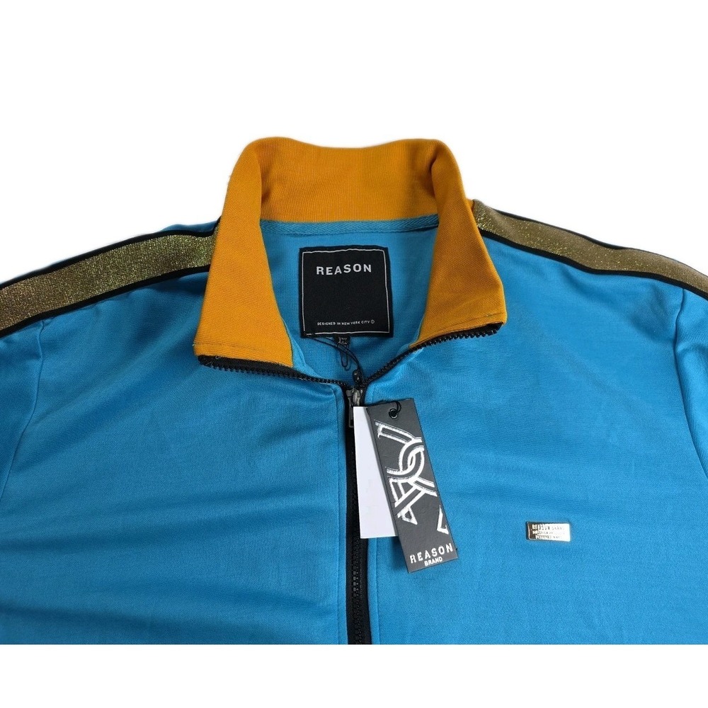 Reason Men's Track Jacket‎ BLUE GOLD BLACK Full Zip Streetwear Sz XXL NEW w Tags